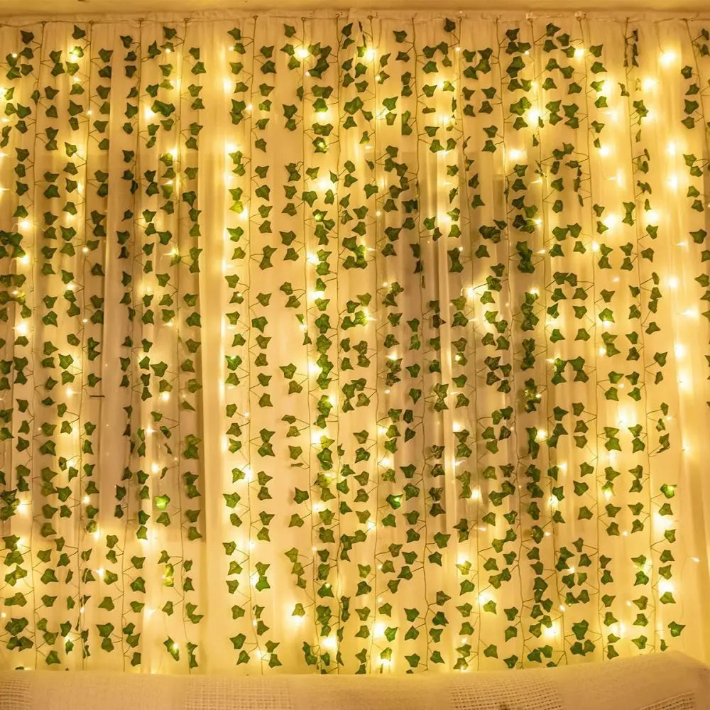 1Pack Realistic Greenery Vines for Indoor and Outdoor Use 20 LED String Light For New Year Wall House Room Office Birthday Home