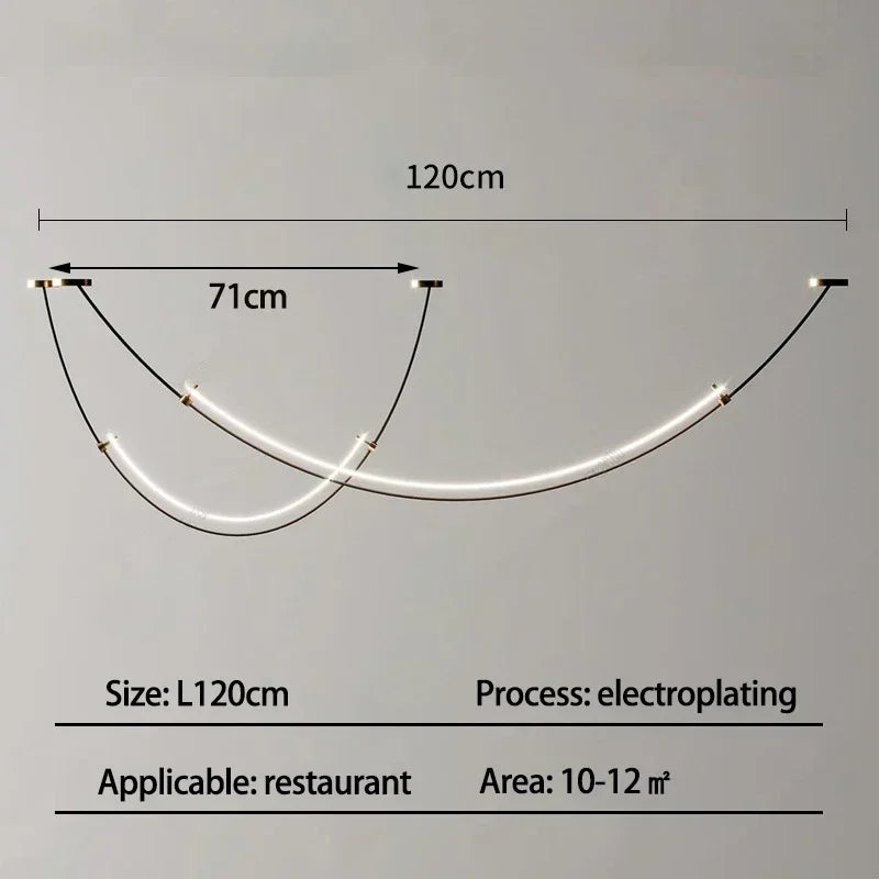 Nordic Modern Home Decoration Hanging Chandelier Lustre Minimalist Line Design Led Lights Living Dining Hotel Salon Chandeliers
