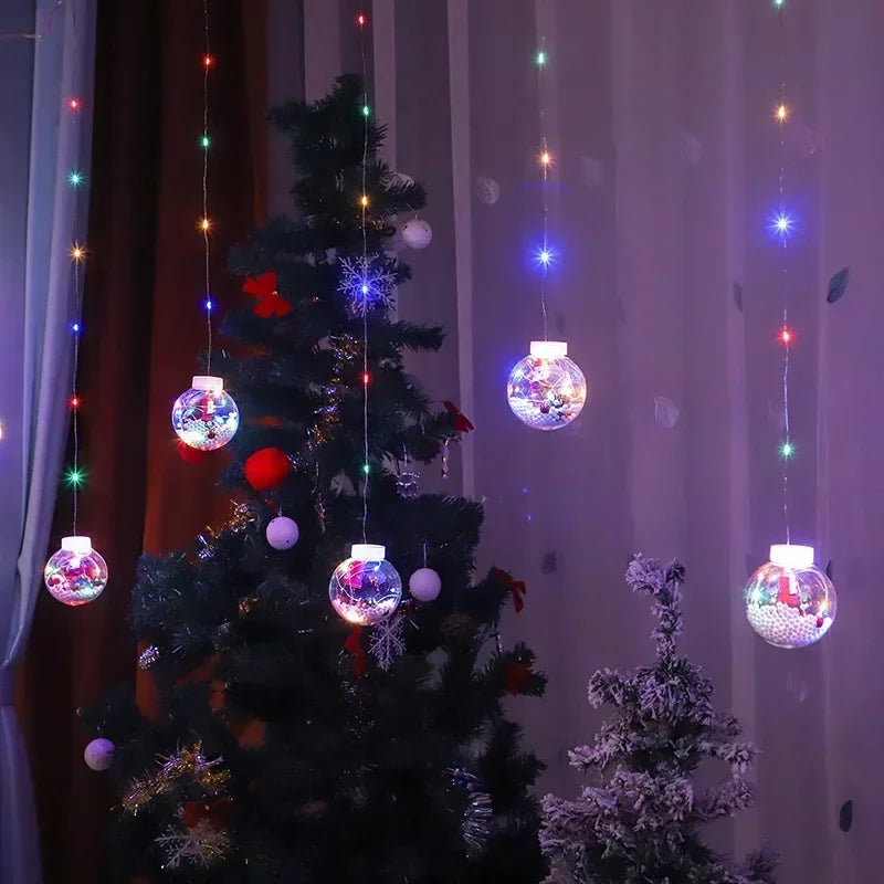 LED Holiday Light Christmas Decoration Lamp Room Decor Garland Santa Tree Moon and Star String Lights Decoration Accessories
