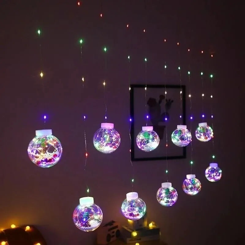 LED Holiday Light Christmas Decoration Lamp Room Decor Garland Santa Tree Moon and Star String Lights Decoration Accessories