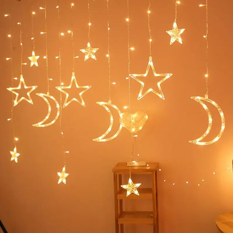 LED Strip Light Christmas Pendant Lights Romantic Home Deco Colourful Start Moon Light Suspension Decoration 3.5M Hanglamp Decor