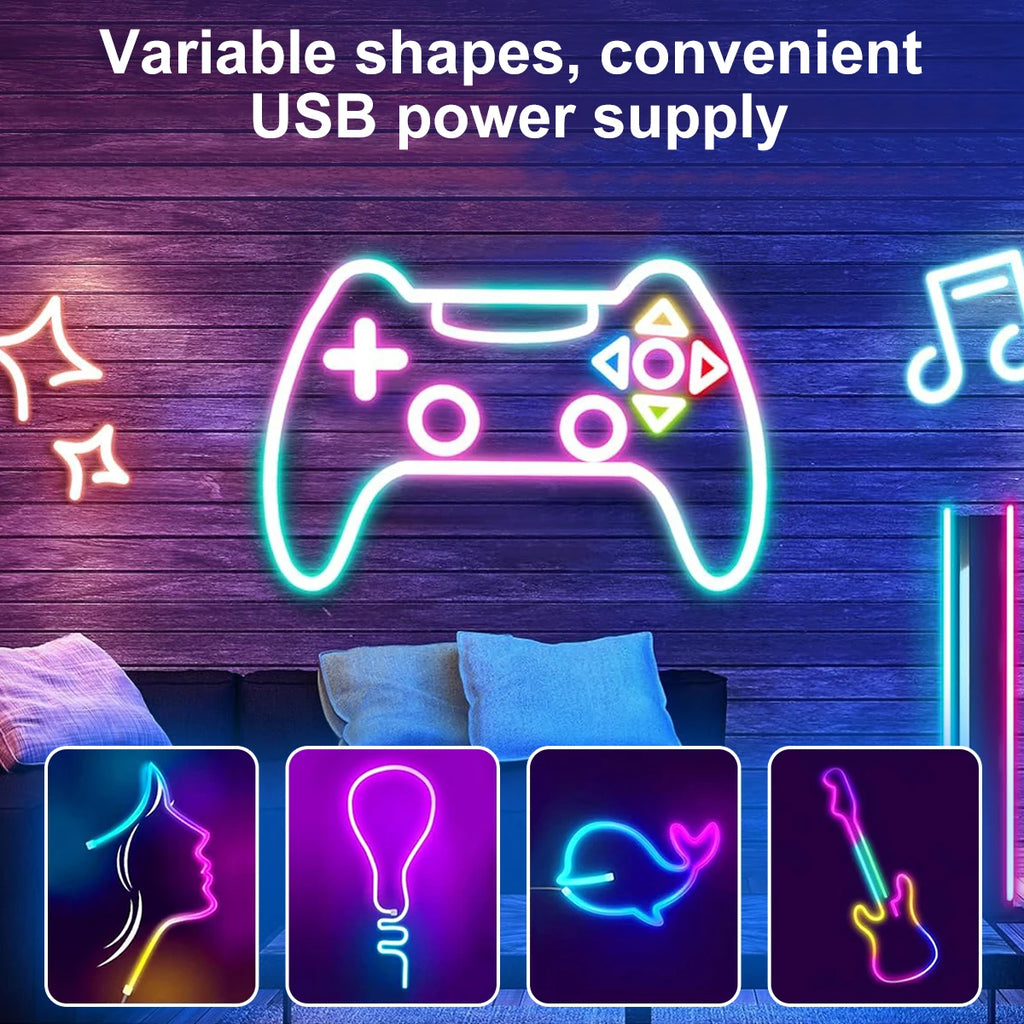 5V RGB Neon Strip Light 1M 2M 3M 5M USB Waterproof Flexible Ribbon Tape Neon Lights With Bluetooth Remote Control For Home Decor