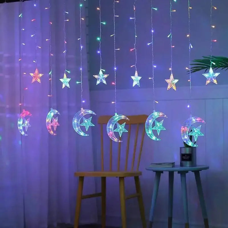 LED Strip Light Christmas Pendant Lights Romantic Home Deco Colourful Start Moon Light Suspension Decoration 3.5M Hanglamp Decor