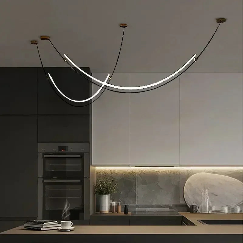 Nordic Modern Home Decoration Hanging Chandelier Lustre Minimalist Line Design Led Lights Living Dining Hotel Salon Chandeliers