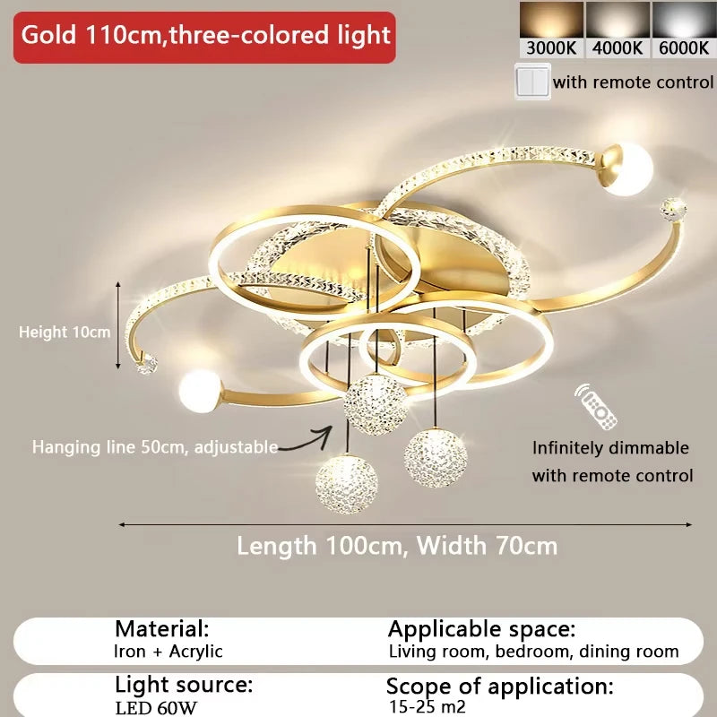Minimalist LED ceiling lamp personalized creative ring ring living room lamp gold atmosphere bedroom study lamps and lanterns