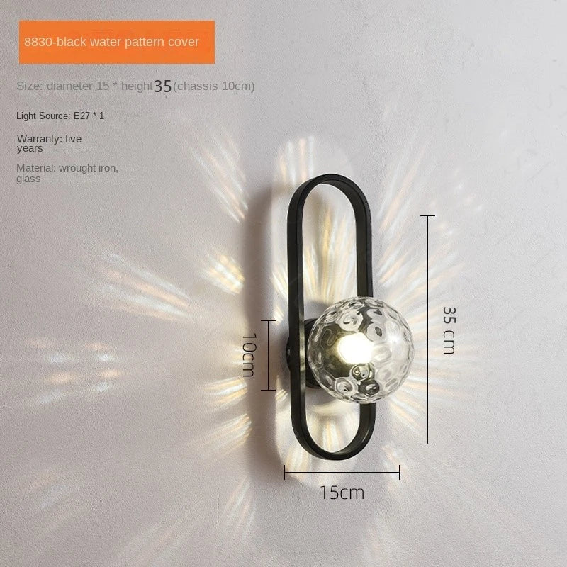 Modern Minimalist LED Wall LampS Bedroom Bedside LED E27 Wall Sconce Lamp Staircase Living Room Background Wall Glass Wall Light