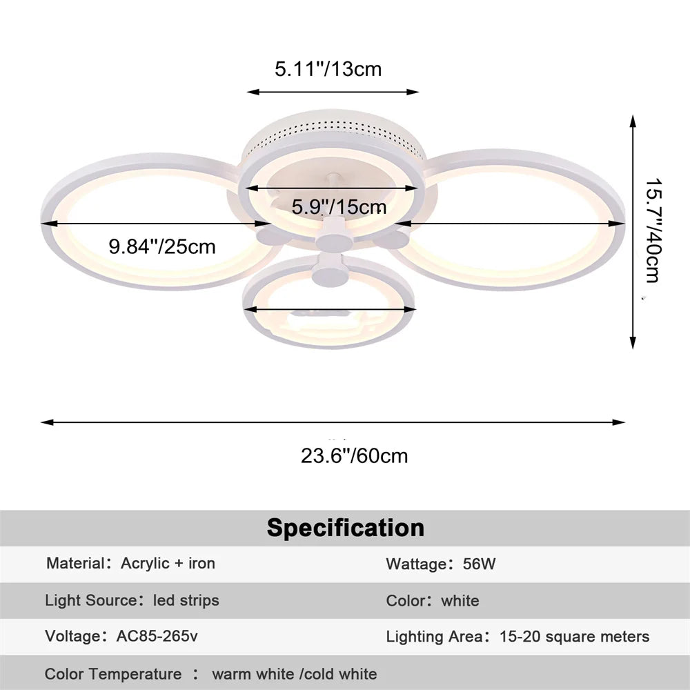 Led Ceiling Light Modern Home Decor Lighting Flush Mounted Lustre White Acrylic Chandelier Fixture Bedroom Dining Living Room