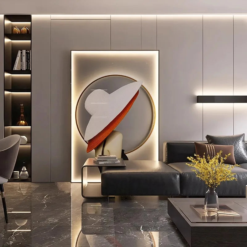 Modern Minimalist Living Room Decoration Paintingled Light Mural Luxurious Floor Painting Sofa Background Wall Hanging Painting