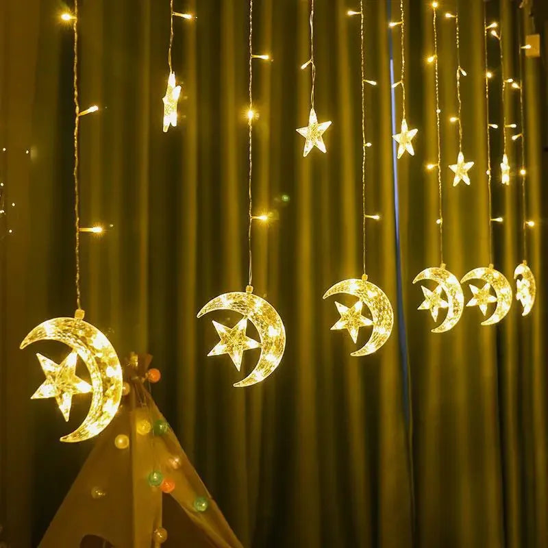 LED Strip Light Christmas Pendant Lights Romantic Home Deco Colourful Start Moon Light Suspension Decoration 3.5M Hanglamp Decor