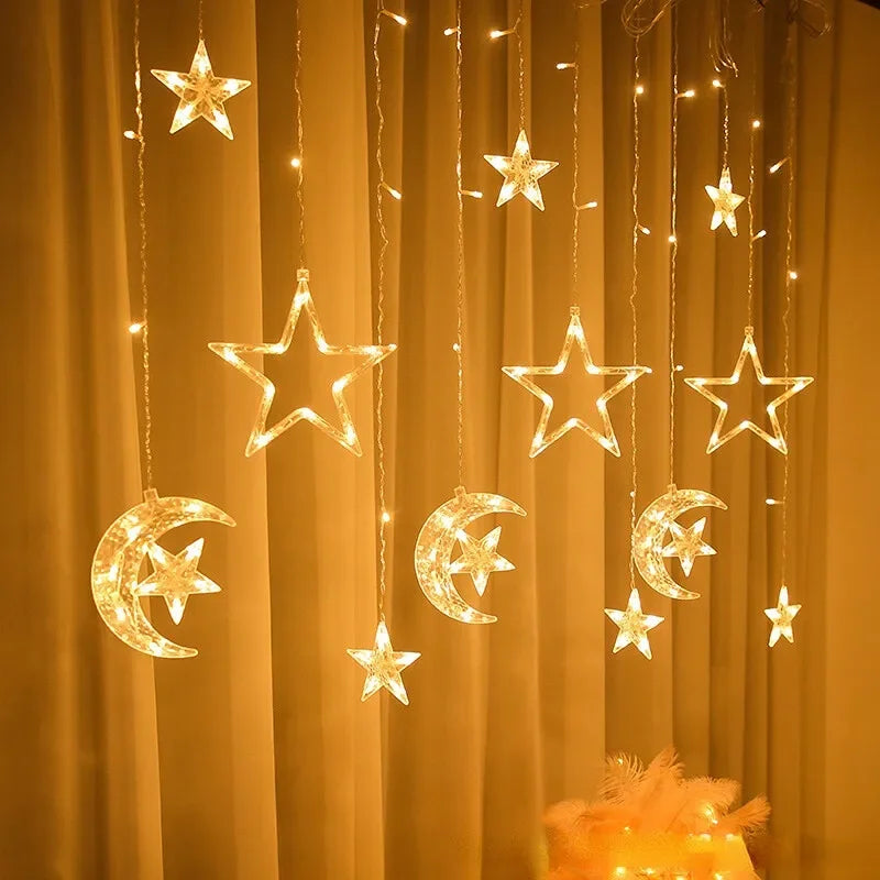 LED Strip Light Christmas Pendant Lights Romantic Home Deco Colourful Start Moon Light Suspension Decoration 3.5M Hanglamp Decor